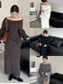 High Quality Knitted Off Shoulder Pullover With Long Skirts